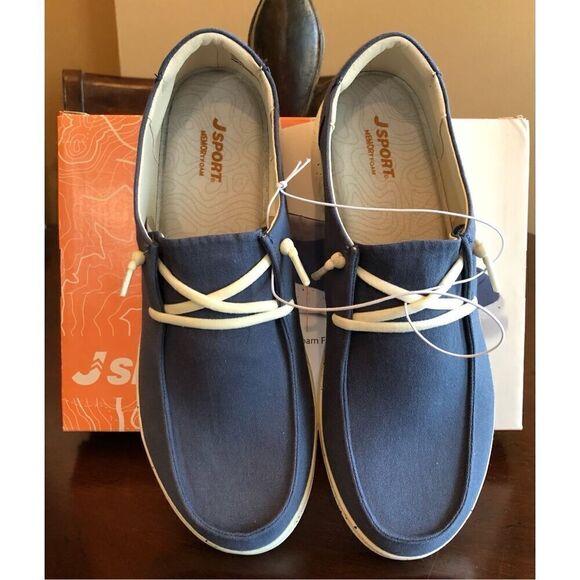J SPORT - NWTIB - L Sz 11 “Wenden” Casual Slip-On Shoes/Navy Canvas/Rubber Soles - Picture 2 of 14